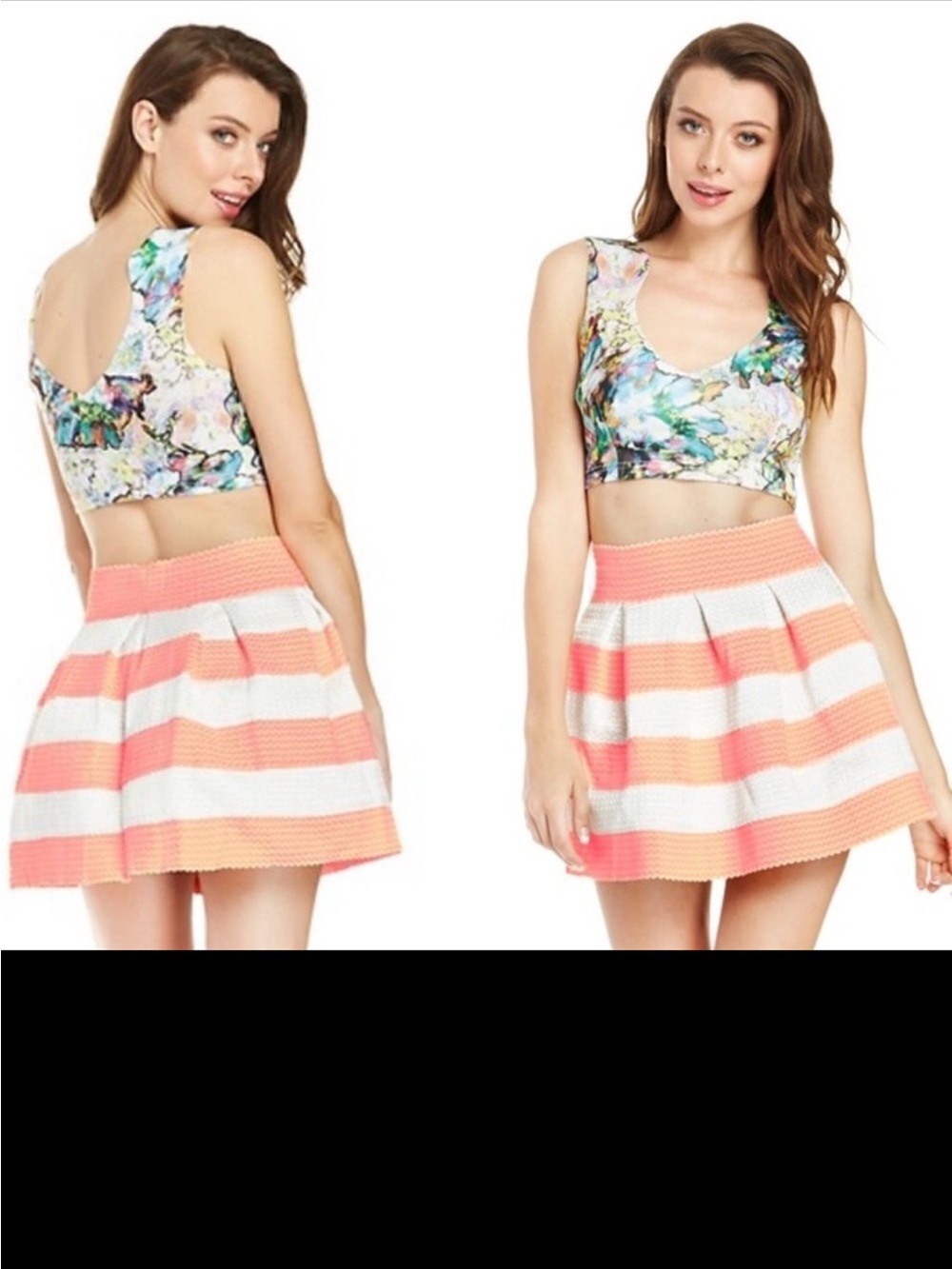 L'Atiste by Amy Coral Mini Striped Skirt